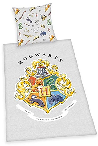 Herding Harry Potter Bettwäsche-Set, Kopfkissenbezug 70 x 90 cm, Bettbezug 140 x 200 cm, Mit leichtläufigem Reißverschluss, 100% Baumwolle/Renforcé