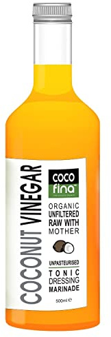 Organic Coconut Cider Vinegar Dressing Marinade or Tonic instead of Apple Cider Vinegar Fermented in the UK Glass Bottle 500ml