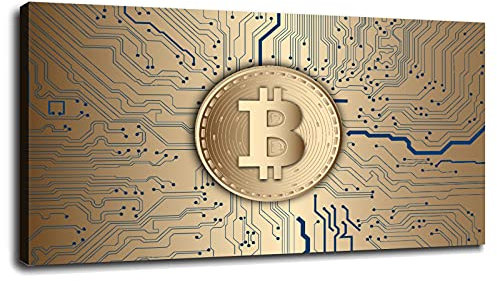 Bitcoin-Poster, Kryptowährung, Leinwanddrucke, Krypto-Wandkunst, für Zuhause, Büro, Dekorationen mit Rahmen, 106,7 x 61 cm