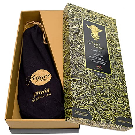 Pack Gourmand de Cuisse d'AGNEAU Sec (900 g environ) avec Support Jambon et Couteau - AGNEI IBERICO