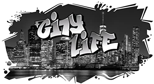 3D Graffiti Wandtattoo 97x53cm Streetart Wandsticker Jugendzimmer Kinderzimmer Wohnzimmer Deko Wandbild selbstklebend W008 (01 New York, Ohne Wunschname)