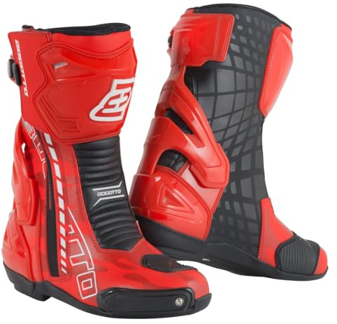 Bogotto Donington Camo Motorrad Stiefel, rot/schwarz, 45