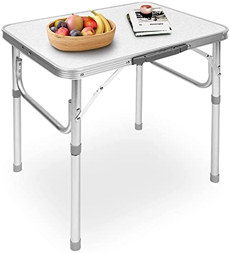 Ejoyous Table de Camping Pliante en Aluminium, Petite Table Pliante Table de Camping Réglable en Hauteur 25-56 cm pour Balcon Pique-Nique Pêche Camping-Car Table d'appoint Table démontage Rapide