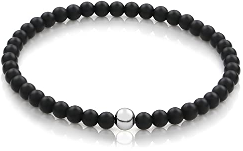 RUBY Perlenarmband Damen mit 925 Sterling Silberperle Echtes Naturstein Armband Hochwertiges Edelstein Armband