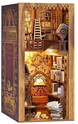 Cutefun Book Nook Puppenhaus Kit,DIY Miniatur Puppenhaus Bücherecke Bibliothek Häuser Modellbausätze mit LED Leuchten Bücherregal Dekor,Eternal Bookstore(YS05)