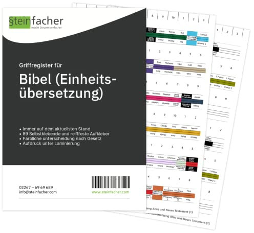 Steinfacher Bibelregister/Griffregister für BIBEL (Einheitsübersetzung) - 89 bedruckte Aufkleber