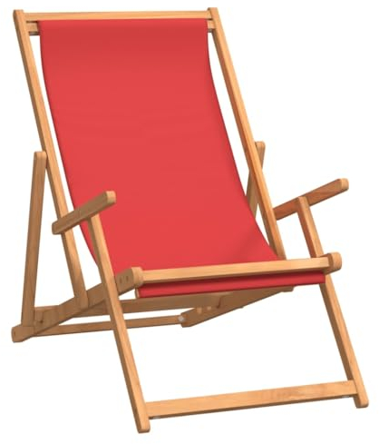 vidaXL Strandstuhl Liegestuhl Gartenstuhl Gartenliege Campingstuhl Terrassenstuhl Strandliege Sessel Gartensessel Klappbar Massivholz Teak Rot