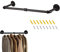 iMeshbean Kleiderstange Industrial 91.5 cm Kleiderständer Wandmontage, Garderobenständer Retro Schwarz Garderobenstange Stabil,Abnehmbare Wandgarderobe für Flur, Wohnzimmer, bis 50 kg Belastbar