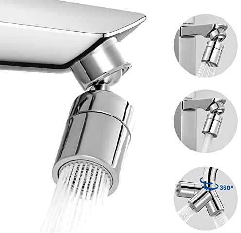 Rotierender Wasserhahn Luftsprudler, PENDEJATO 360° Drehbar Wasserhahn-Strahlregler, Wasserhahn Aufsatz Für Küche/Bad, Geeignet Für Wasserhähne Mit M22/FM24(Deutsche Spezifikationen)
