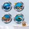 Wandaufkleber, 3D, Bullauge, Hai, Wal, Meereswelt, Schildkröte, Delfin, Ozean, Fenster, Küche, Kinderzimmer, Badezimmer, Wohnzimmer, Dekoration, 360 x 360 mm