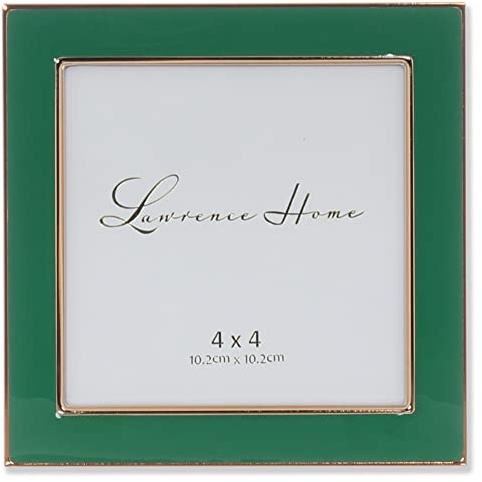 4x4 Gold Metal and Green Enamel Picture Frame