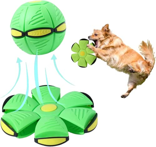 Pet Toy Flying Saucer Ball Dog Toy, Frisbee Ball Dog Toy, Pet Toys Dog Toys, Flying Saucer Ball Für Family Games, Erwachsene Kinder and Dog and Cat Toys (Grün, kein Licht)
