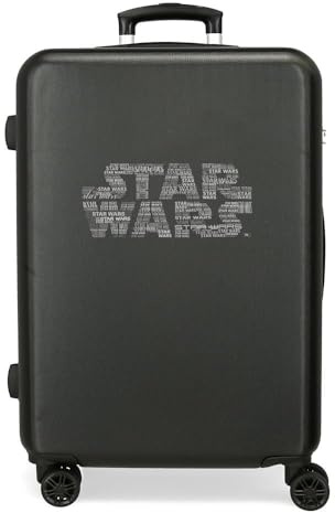 Star wars Logo Maleta Mediana Negro 48x70x26 cms Rígida ABS Cierre TSA Integrado 81L 3,98 kgs 4 Ruedas Dobles