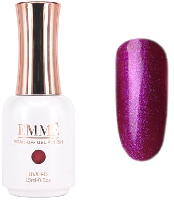 CÔEM - Premium Gel UV Nagellack langanhaltend für UV-Lampe - Gellack Shellac 400 Farben (Glitzer, Metallic, Schimmernd) Nail Polish schnelltrocknend & deckend - Gelnagellack 15ml GP307 lila/glitzer