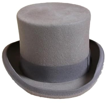 Dvbfufv Cappello a cilindro in lana da uomo, alla moda, stile Fedora, adatto a tutte le partite di Panama, cappello da mago, da gentiluomo, cilindro, con cinghia, stile, Grigio 9, 60 cm
