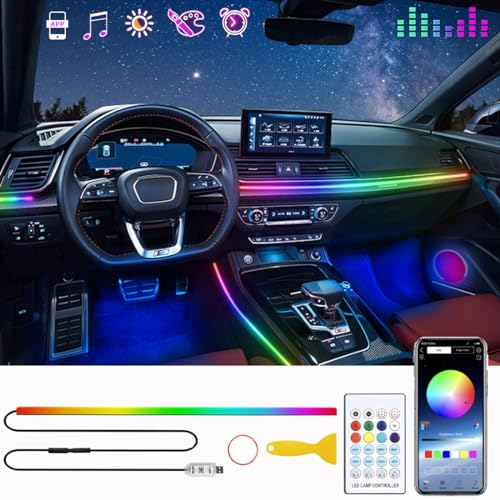 Car LED Interior Light Strips,Acrylic Interior Car LED Strip Light,Atmosphere Lights,Smart APP Control Music Sync.