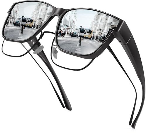 URUMQI Oversized Square Sunglasses Over Glasses, Fit Over Glasses Sunglasses Womens Men, Polarised Sun glasses Men with 100% UV400 Protection Suitable for Daily Wear & Outdoor