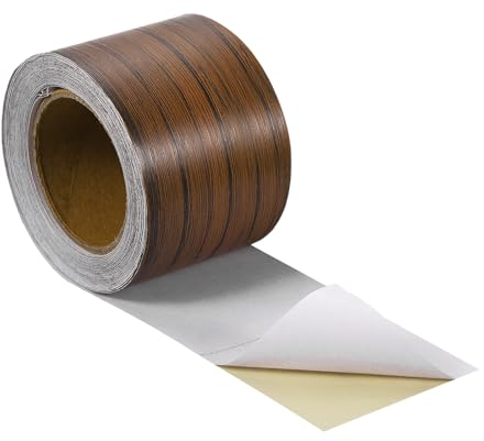 sourcing map Holzmaserung Klebeband, 2 x33 Ft Selbstklebendes Holzmaserung Reparaturband für Sockelleisten, Türen, Bodenreparatur, Möbeldekoration Walnuss