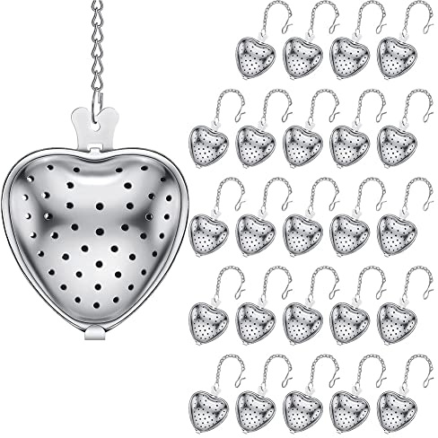 Sudemota 25 PièCes Passoire à Thé en Acier Inoxydable Boule à Thé Infuseur en Vrac, Crochet de ChaîNe Allongé pour Assaisonnements Tasse Bouteille Faveurs de FêTe