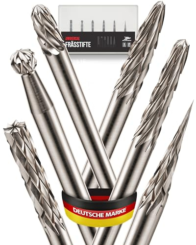 Adlerfokus Hartmetall Frässtifte [UNIVERSAL] 6 Stück Metall Fräser mit 3mm Schaft - Hartmetallfräser - Metallfräser - Frässtifte für Metall - Metallfräse - Dremel Fräser - Fräsbohrer Metall