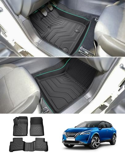 GAFAT Compatible con Nissan Qashqai J12 Mild Hybrid 2022-2024 2025 Alfombrillas Delanteras, Qashqai 2024 Alfombrillas Goma TPE Todo Tipo de Clima, Original 3D Escaneo Borde Alto [No para e-Power]
