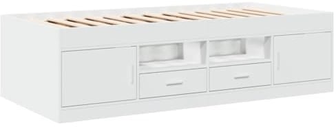vidaXL Tagesbett mit Schubladen, Gästebett mit Stauraum Sperrholzlatten, Sofabett für Wohnzimmer Schlafzimmer, Bett, Modern, Weiß 100x200cm Holzwerkstoff