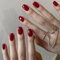 24Pcs Short False Nails with Glue - Cherry Red Square Press on Nails - Fake Nails with Glue - Long Lasting Stick on Nails - Full Cover Acrylic Nail Tips for Manicure Nail Art