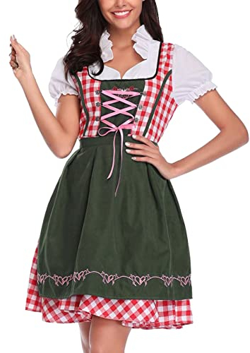 XTBFOOJ Damen Dirndl Dirndl Damen,Dirndl für Damen,Frauen Dirndel Oktoberfest Kostüme Traditionelles Deutsches Kleid 60cm German Dress Kleider Für Damen Strandkleider