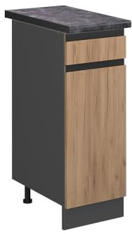 Vicco Küchenunterschrank R-Line, Goldkraft Eiche/Anthrazit, 30 cm, AP Anthrazit