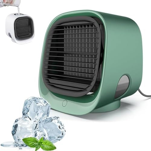 Vital Breeze Ac, New Upgrade Vital Breeze Portable Ac, Portable Air Conditioner Fan, Evaporative Cooler Mini Air Humidifier with 3 Speeds and Night Light, for Travel, Office and Bedroom (Green)