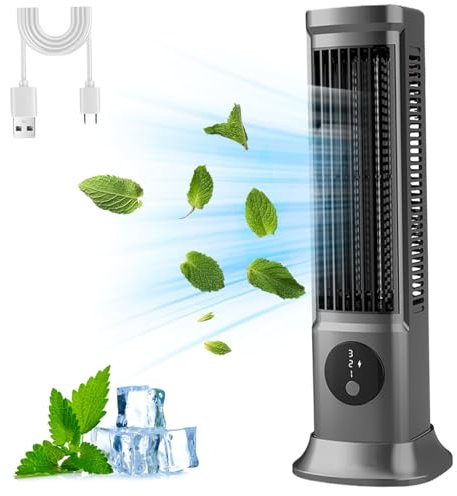 11.5 Ventilador de torre Oscilando tranquilo, 3 velocidades Ventiladores de enfriamiento para el dormitorio, ventilador de enfriamiento de piso horizontal/vertical de 90 ° Gray Gray