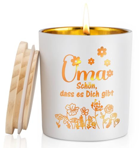 CadeauJoie Oma Geschenk, Personalisierte Geschenke für Oma, Lavendel Flammenduftkerze Geburtstag Muttertag Weihnachten Sinnvolle geschenk für Oma
