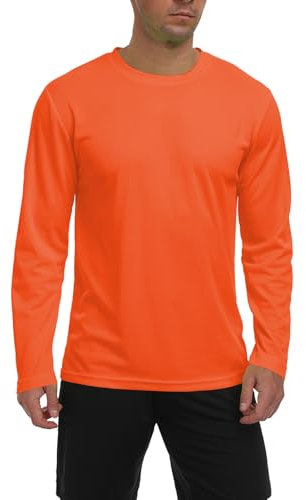 Langärmeliges Herren-Sonnen-Shirt, leicht, Workout, UV-Schutz, schnell trocknend, Wandern, Radfahren, Angeln, Sport-Tops, Orange/Abendrot im Zickzackmuster (Sunset Chevron), L