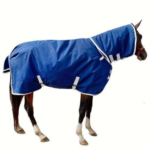 Pferdedecke aus 1200D Oxford, wasserdicht, warm, mit abnehmbarem Halsbezug, schwere Winter-Pferdedecke, Pferdepflegedecke, Regendecke (135 cm)