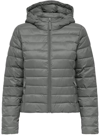 ONLY Damen Onltahia Lw Quilted Hood JKT Cc OTW, Castor Gray, m