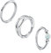 LAURITAMI 3 Stück Nasenpiercing Ring Chirurgenstahl 18G Dünn Nasenpiercing Ring Silber Set,Weiß Opal Septum Clicker Ring,10mm Helix Conch Tragus Nasenpiercing Schmuck