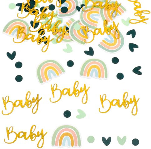 JIYIN 100 Stück Babyparty Deko Konfetti, Babyparty Konfetti, Baby Shower Deko Konfetti, Regenbogen Streudeko, Tischdeko für Baby Shower, Baby Dusche Zubehör, Tischdekoration für Mädchen und Jungen
