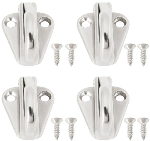 EMSea 4 x Boots-Fender-Haken, 316 Edelstahl, Marine-Kotflügelhaken, robuster Bootskotflügel-Clip für Fahrzeug, Seeschiff, mit Schrauben, 37 x 31 mm