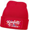 MoonWorks® Damen Beanie mit Patch Strickmütze mit Spruch Fasching Karneval Party Konfetti im Herzen Damenmütze Rot Unisize