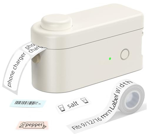 Makeid L1 Mini Etichettatrice, Stampante di Etichette Bluetooth per iOS & Android, Etichettatrice Ricaricabile Portatile con 1 Rotolo di Etichette Adesive, Ideale per Casa, Ufficio e Scuola