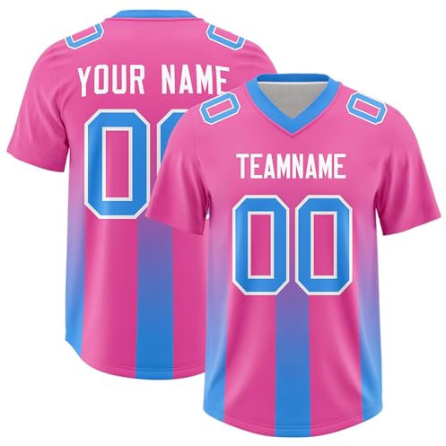 Personalisiertes American Baseball Trikot,Individuell Bedruckt Namen Nummer & Logo,Baseball Shirt Für Herren Und Damen Personalisiertes Trikot Football Kostüm Tshirt Oversize Herren(4-Pink)
