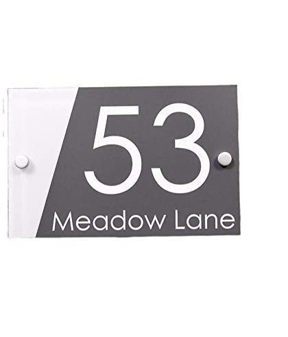 House Numbers Customize Modern House Address Plaque Door Number Signs Name Plates Glass Effect Acrylic Front Door Numbers(Type 2,10cm x 14cm)