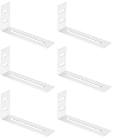 6 Pz Staffe Angolari Regolabile, Staffe a L, Staffa Angolare per Legno Mobili, 90 Gradi Squadretta di Giunzione a Forma di L con 3 Fessure, Connettori Supporto di Fissaggio,Bianco, 105x53x25.5cm