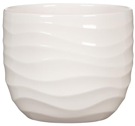 Scheurich Breeze Blumentopf aus Keramik, Weiß, Ø 23,8 cm, H 20,3 cm