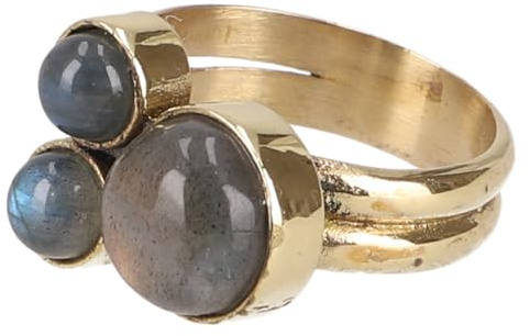 GURU SHOP Goldfarbener Ring, Modeschmuck aus Messing mit Amethyststein | Elegantes Design, ideal für besondere Anlässe, stilvoller Blickfang, perfektes Accessoire für modebewusste Frauen.