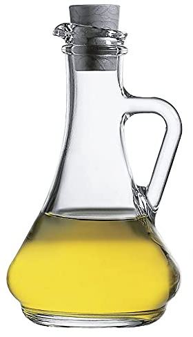 Pasabahce 80108 Lot de 2 bouteille huile & vinaigre avec bouchon en plastique Olivia Toscane, pot à vinaigre & Burette d'huile, Lot de 2