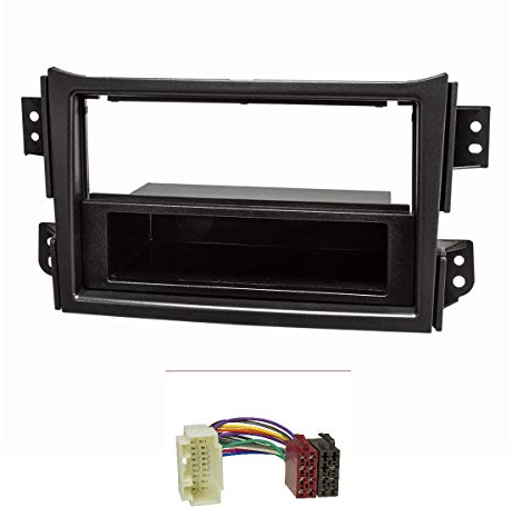 tomzz Audio 2439-104 Set lunetta radio compatibile con Opel Agila B Suzuki Splash nero con adattatore radio ISO