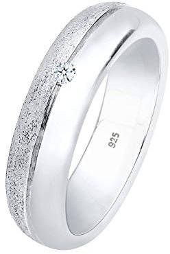 Elli DIAMONDS Ring Women Basic Band Ring with Diamond (0.03 ct.) in 925 Sterling Silver