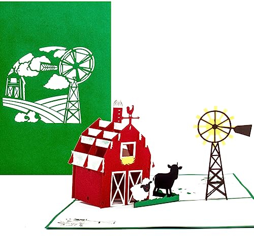 Pop Up Karte Bauernhof – Kleine Farm – Geburtstagskarte & Einladungskarte – als Gutschein, Geschenkgutschein, Geldgeschenk & Reisegutschein für Urlaub auf dem Bauernhof