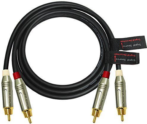 WORLDS BEST CABLES - Coppia di cavi RCA da 2 metri, realizzati con Mogami 2534, Star Quad, cavo di interconnessione audio ad alta definizione e connettori RCA Amphenol ACPR, oro, design direzionale
